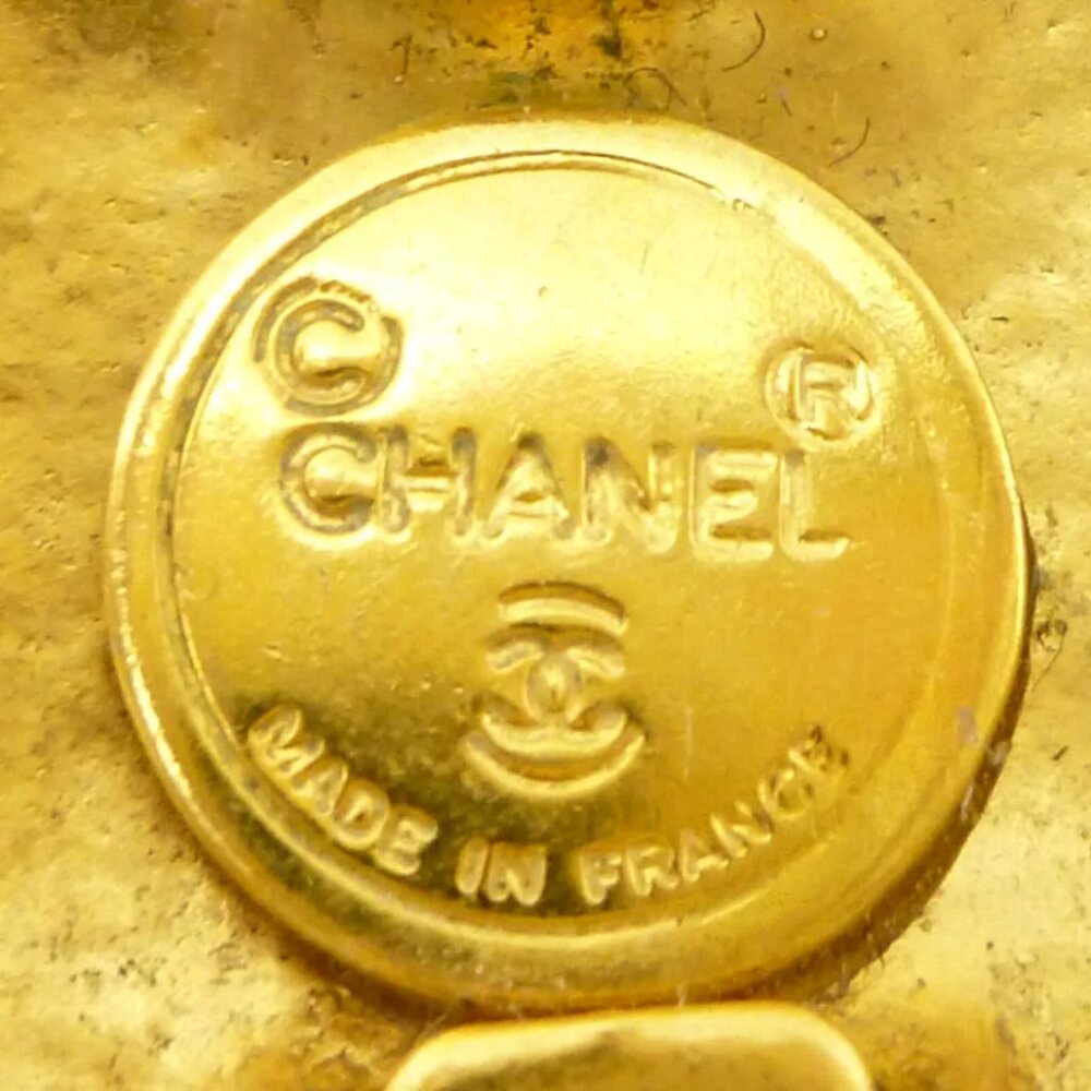 Authentic CHANEL Vintage Coco Mark Earrings Gold Brass - Picture 9 of 11